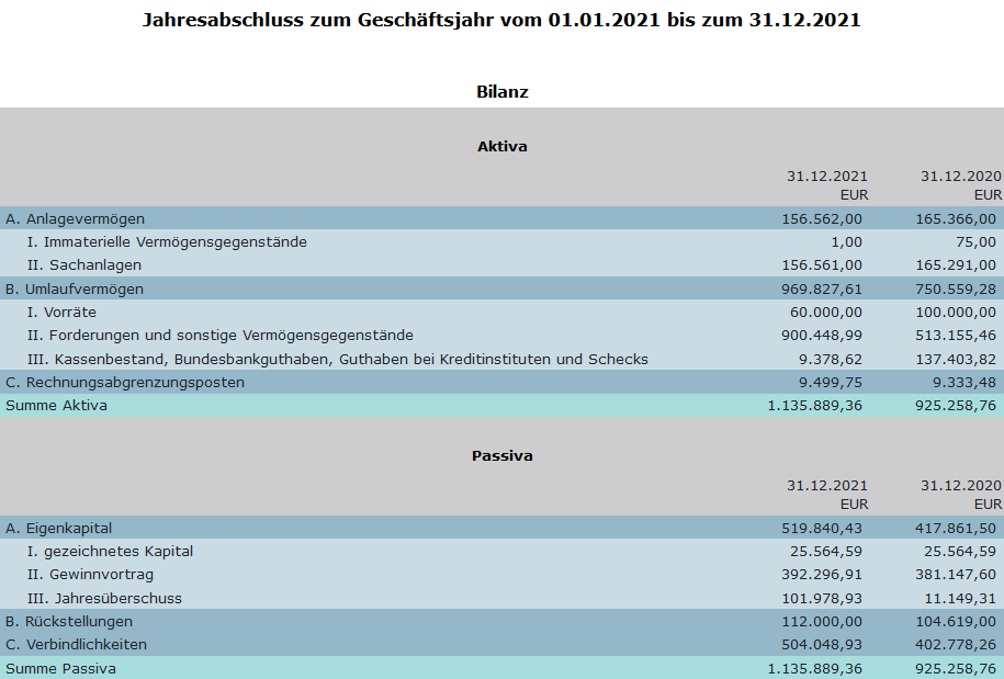 Beispiele für Bilanzen 1