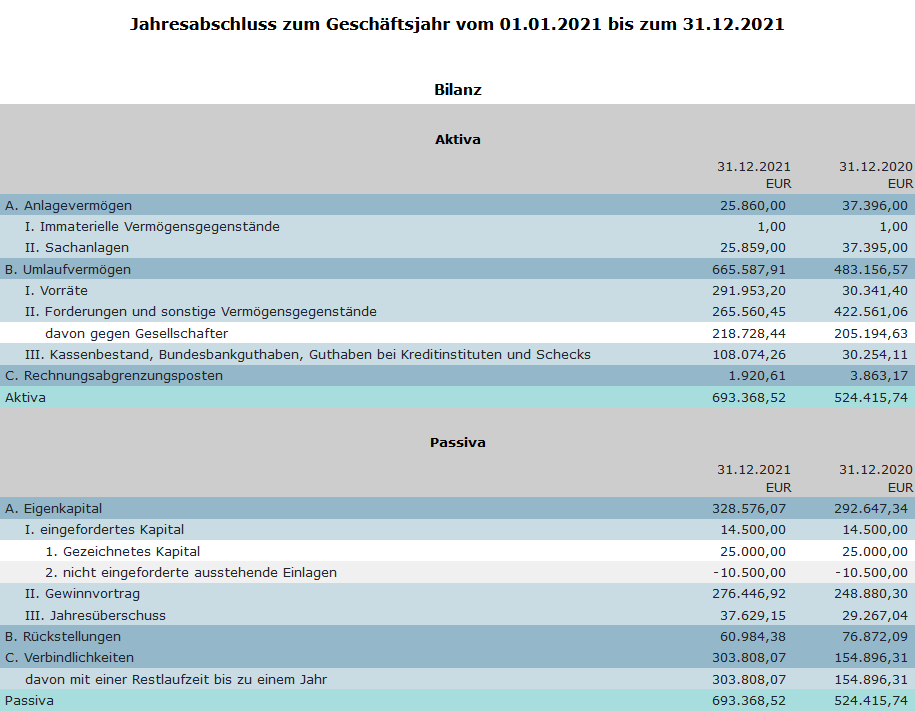Beispiele für Bilanzen 2