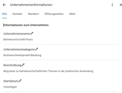 Google Unternemhensinformationen